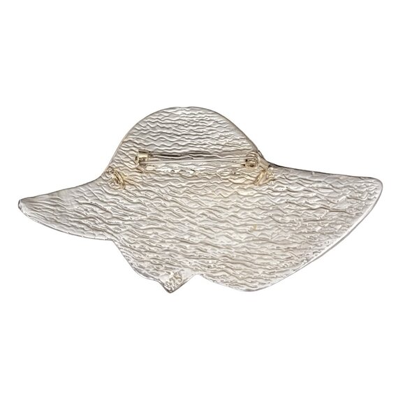 Sterling Silver 925 Gold Vermeil Lady In Hat Hollow Statement Brooch - Picture 4 of 11